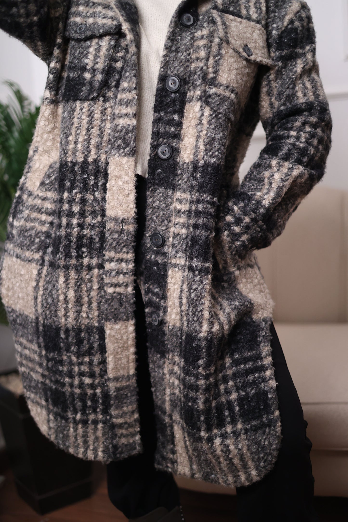 Long Plaid Wool Shirt