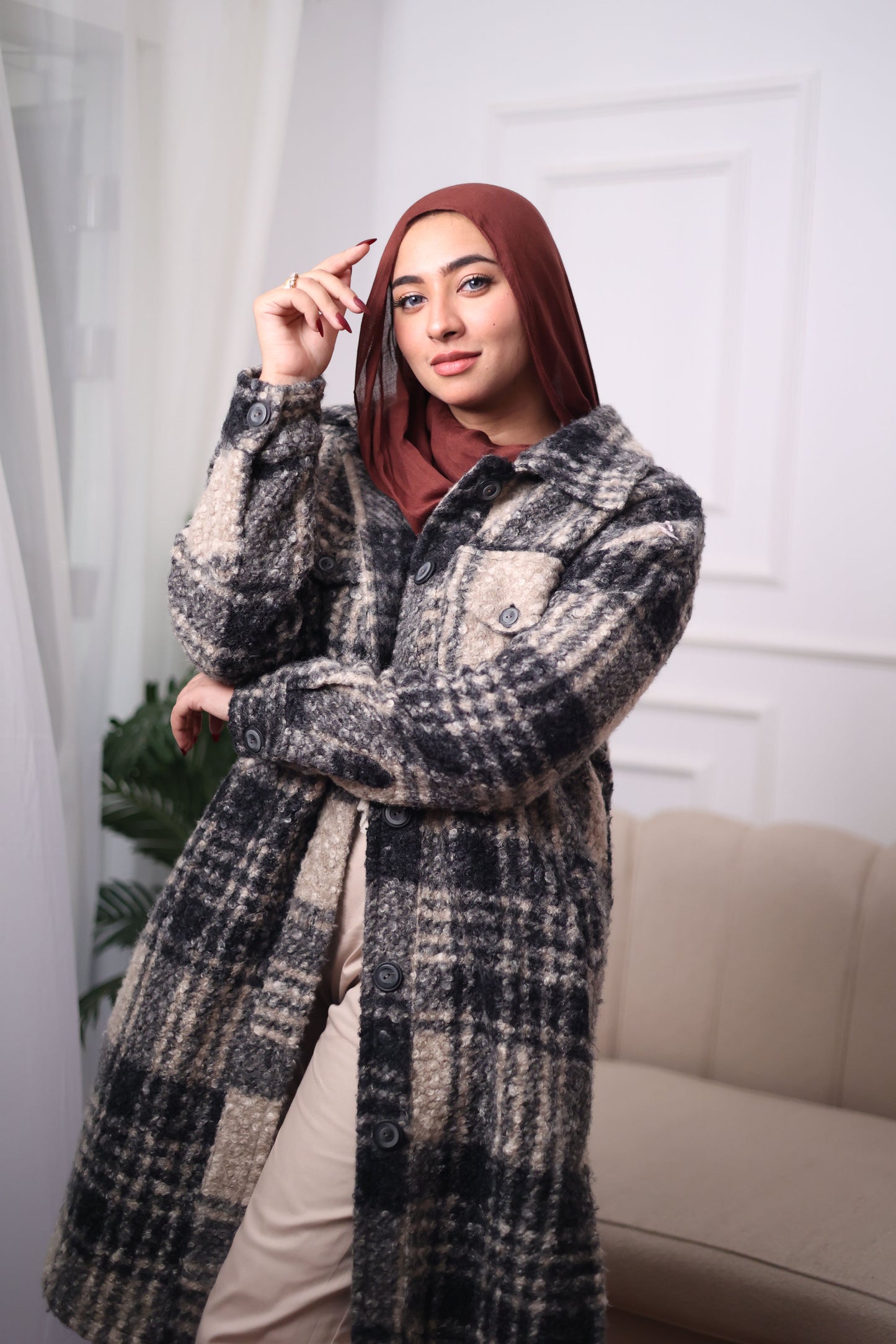 Long Plaid Wool Shirt