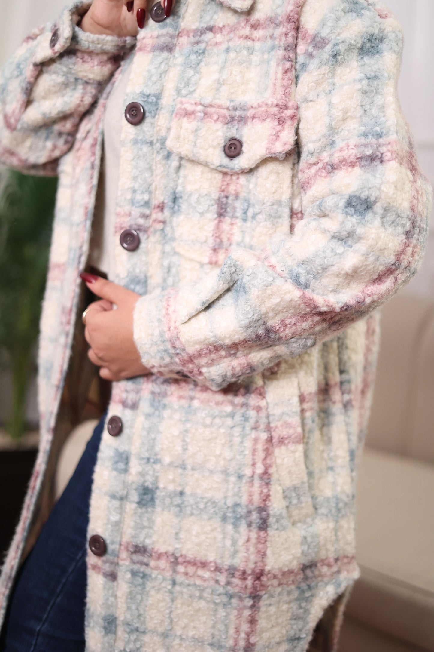 Long Plaid Wool Shirt