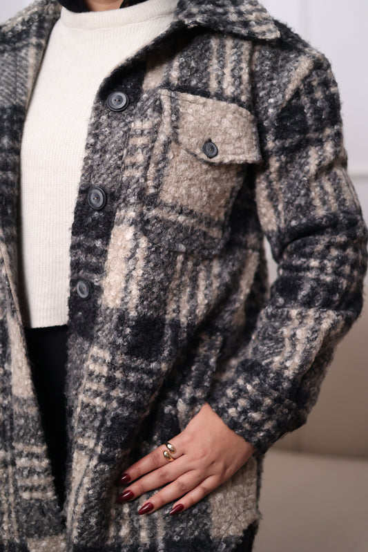 Long Plaid Wool Shirt
