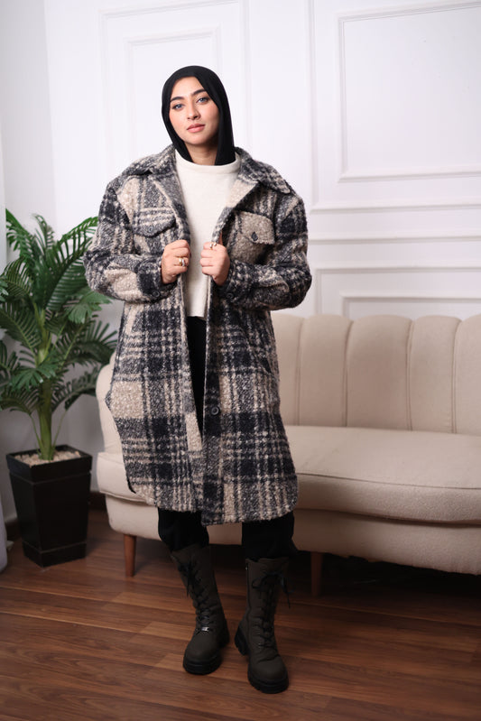 Long Plaid Wool Shirt