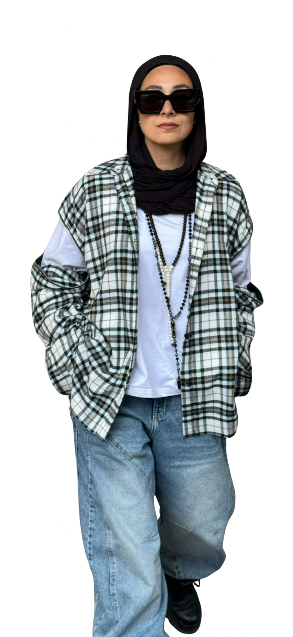 Wool Plaid Shirt with Zippered Sleeves
