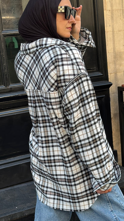 Wool Plaid Shirt with Zippered Sleeves