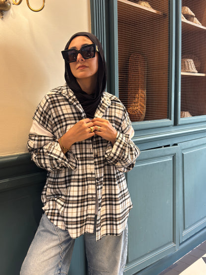 Wool Plaid Shirt with Zippered Sleeves