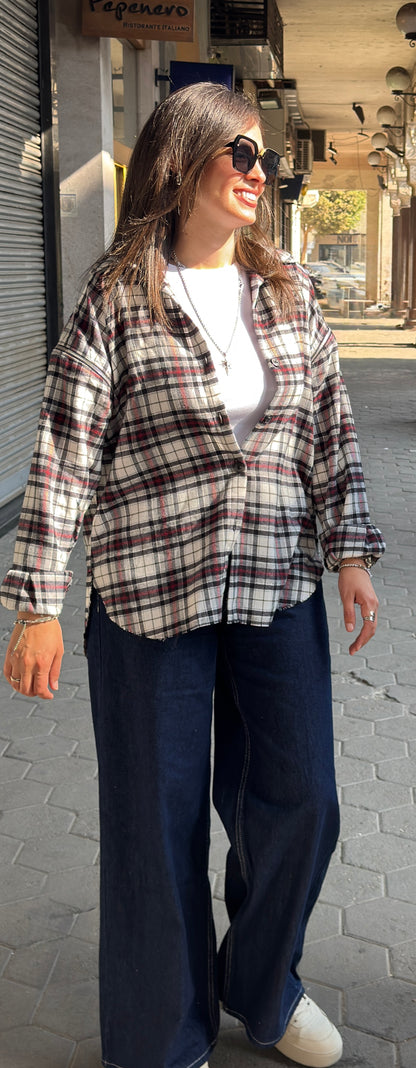 Wool Plaid Shirt with Zippered Sleeves
