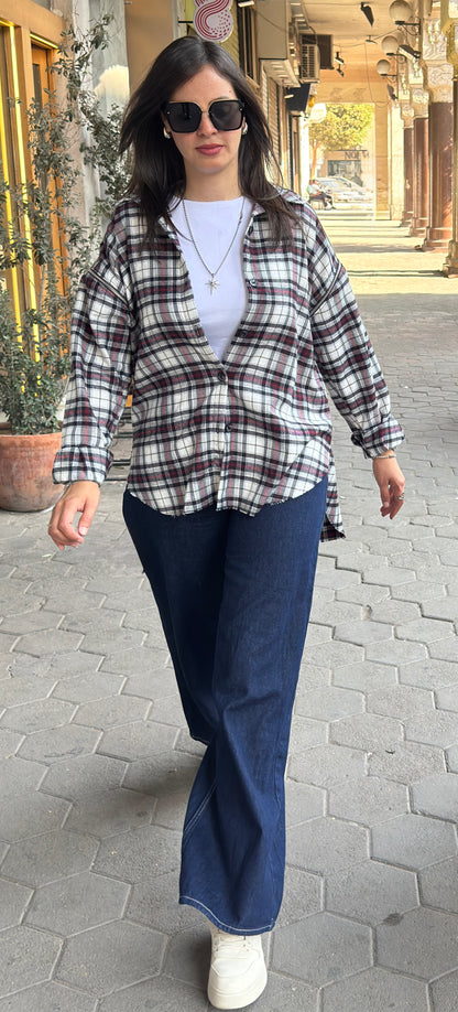 Wool Plaid Shirt with Zippered Sleeves