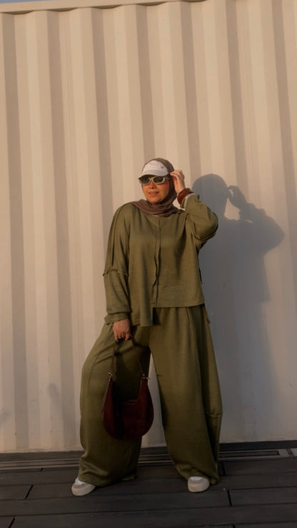 The Cozy Knit Set - Moss Green