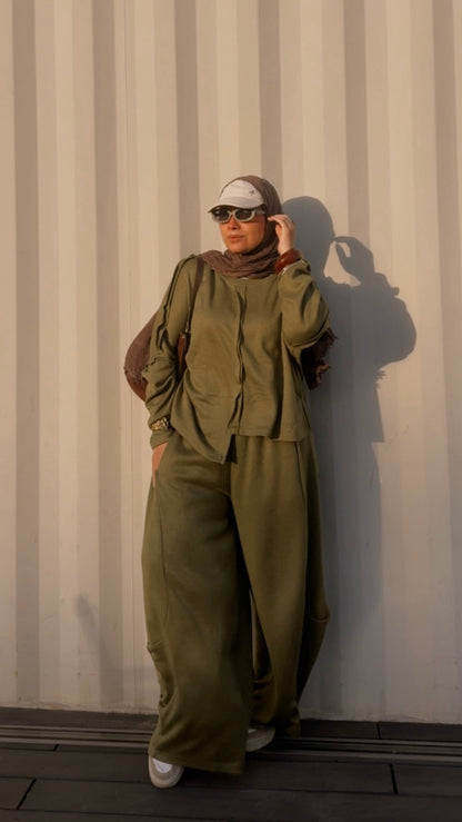 The Cozy Knit Set - Moss Green