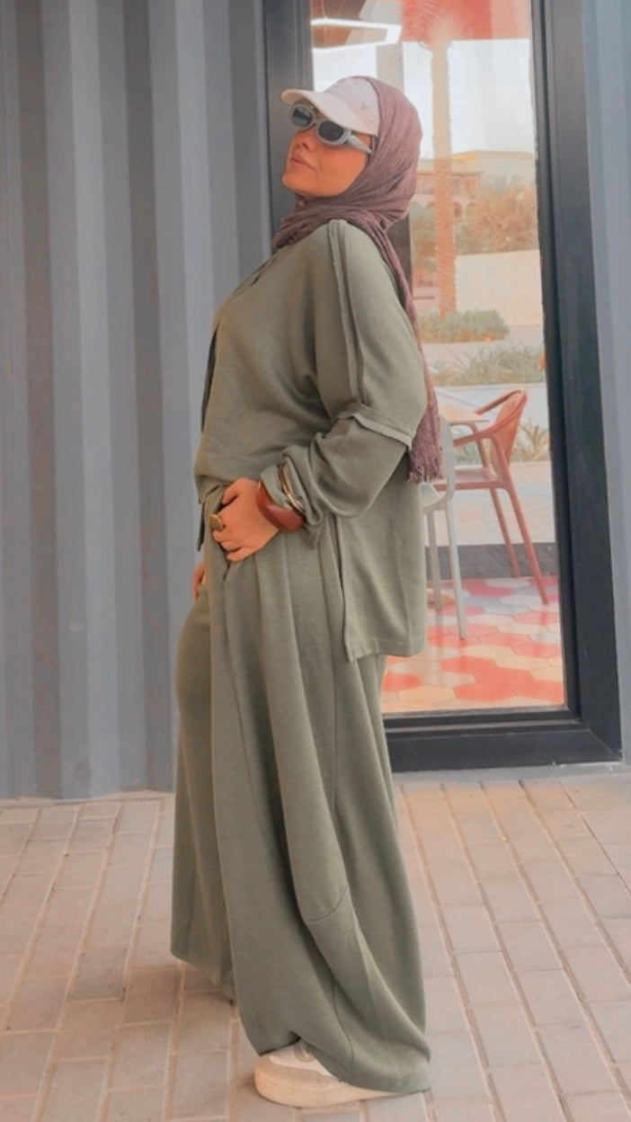 The Cozy Knit Set - Moss Green